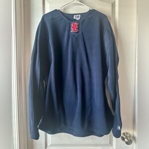 Majestic Navy Fleece Baseball Pullover Red “E” Embroidered Logo Men’s XL